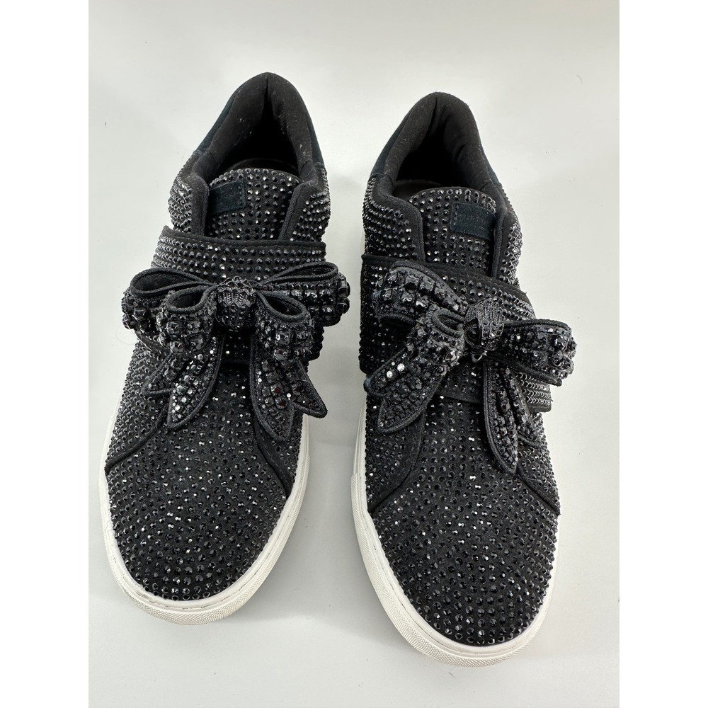Kurt Geiger London Lane Eagle Black Crystal Embellish Bow Sneakers EU 41 SX0320